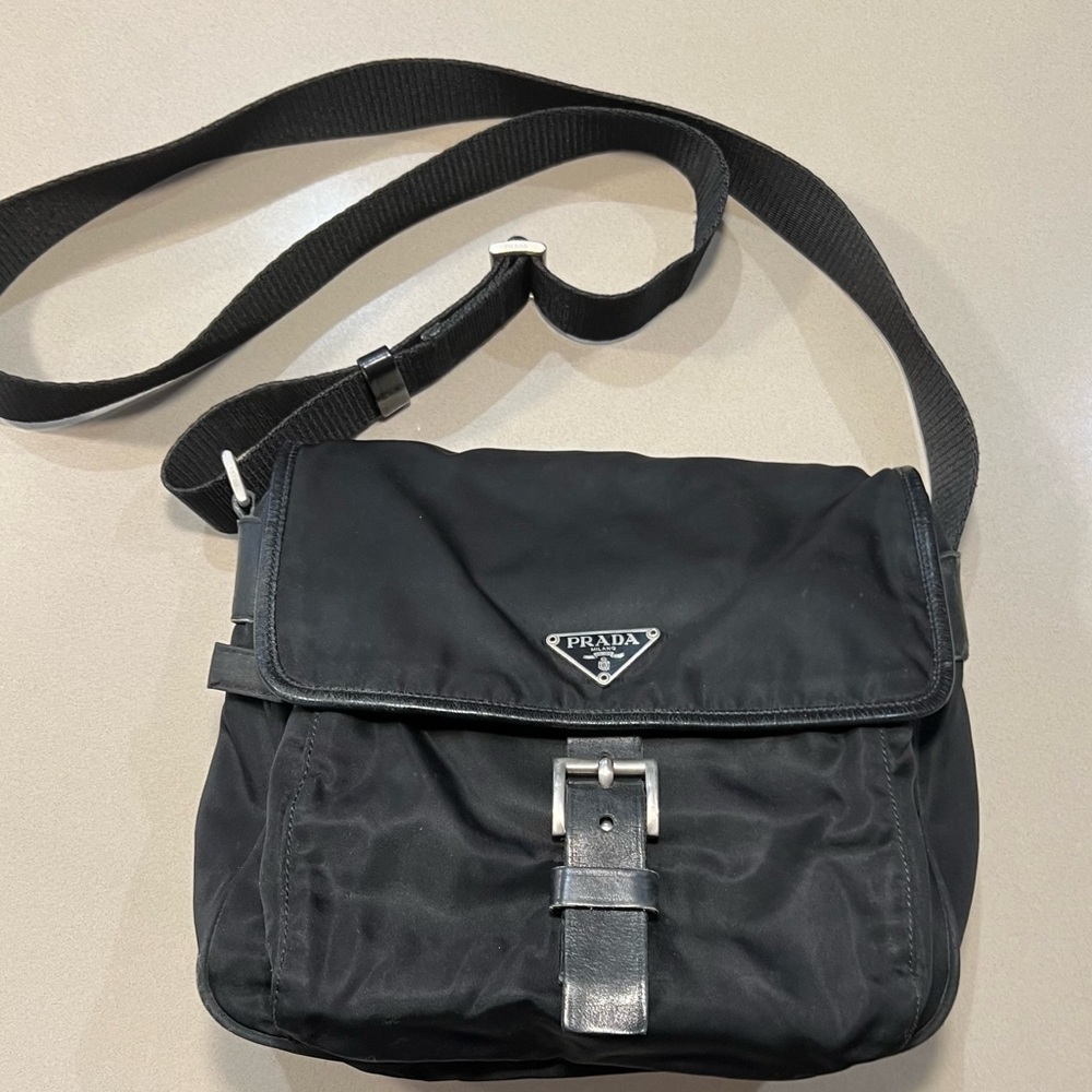 Prada Vela Small Shoulder Bag in Nero (black) - Authentic